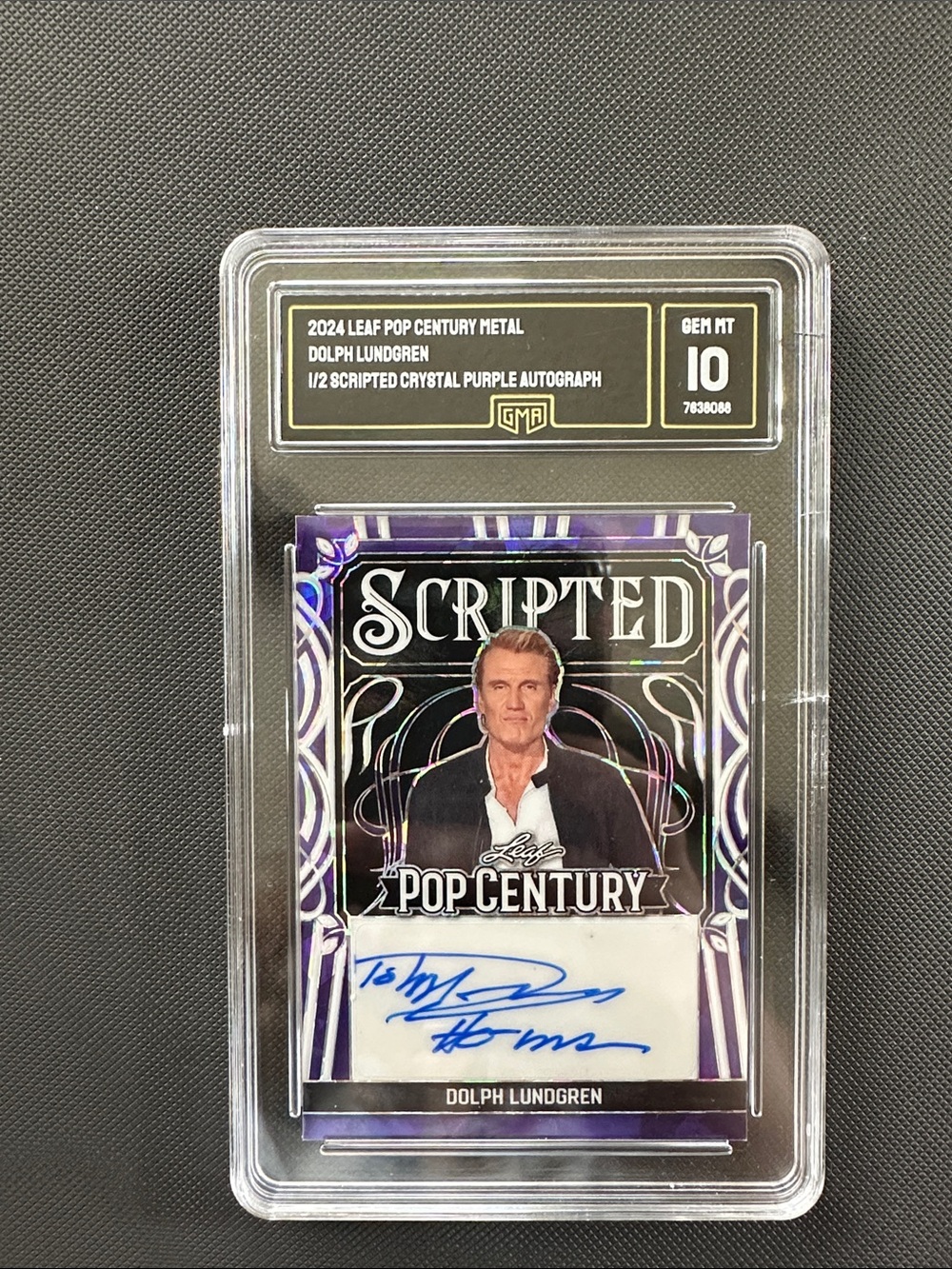 Graded 10 Dolph Lundgren autograph 1/2 card